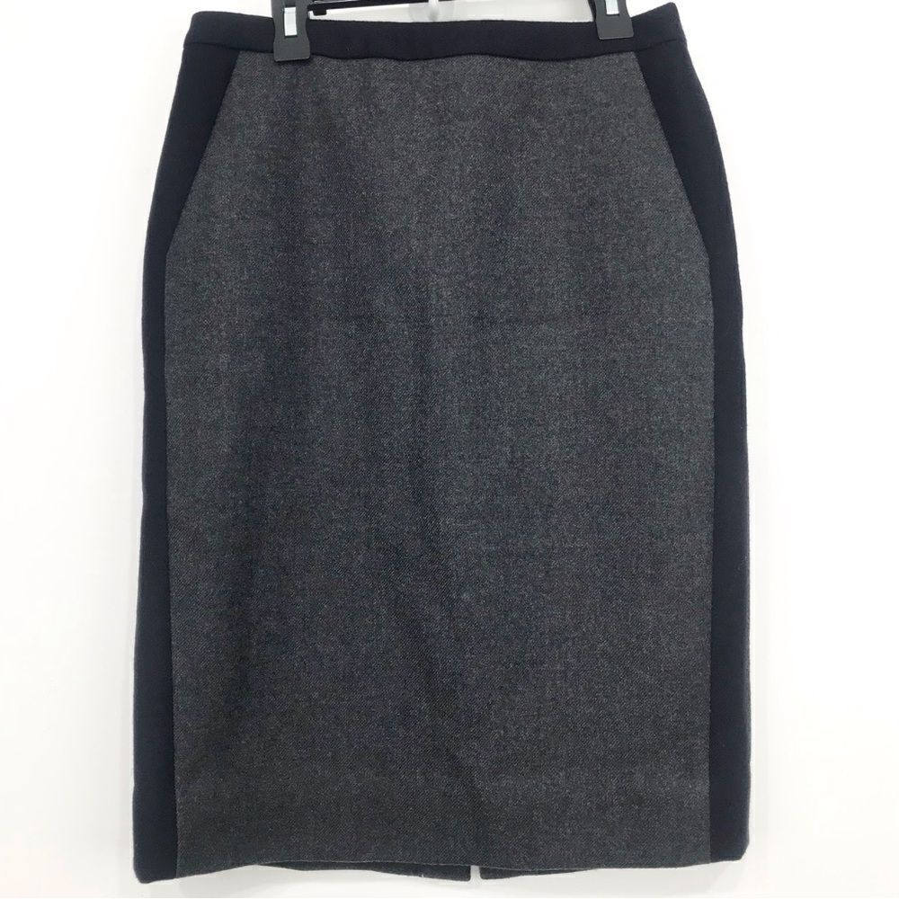 J. Crew Gray Navy Blue Panel 100% Wool No. 2 Pencil Skirt